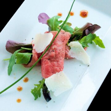 Italian beef Carpaccio with dijon mustard vinaigrette