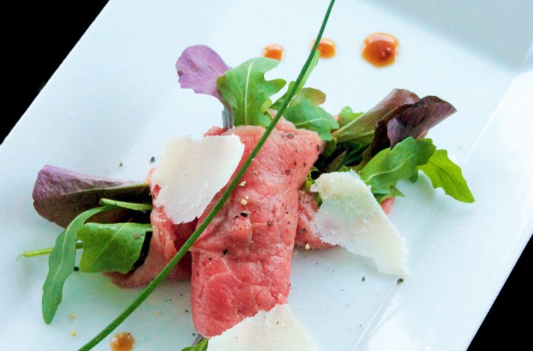 beef carpaccio with dijon balsamic vinaigrette