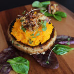 Portobello Mushroom with roasted Pumpkin mash and caramelized Walnuts - Seasonal, simple and super tasty. This vegetarian recipe features sweet roasted pumpkin and juicy portobello, for a meal that any meat-lover will love.
