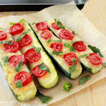 Italian Zucchini Boats Mozzarella Tomato Basil The Petite Cook easy quick Recipe