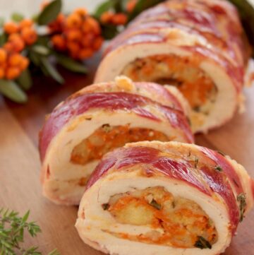 Thanksgiving Turkey Roulade with Pumpkin & Cranberry stuffing The petite cook