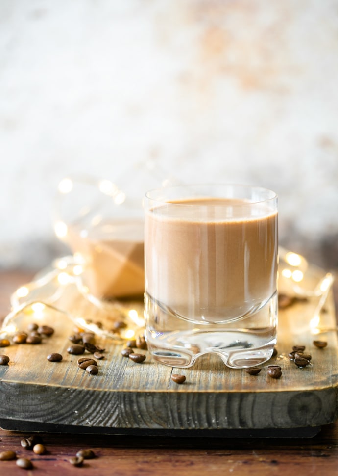 homemade irish cream served in a glass.