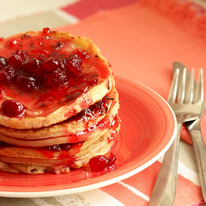 Pancakes with Cranberry & Orange Compote The Petite Cook