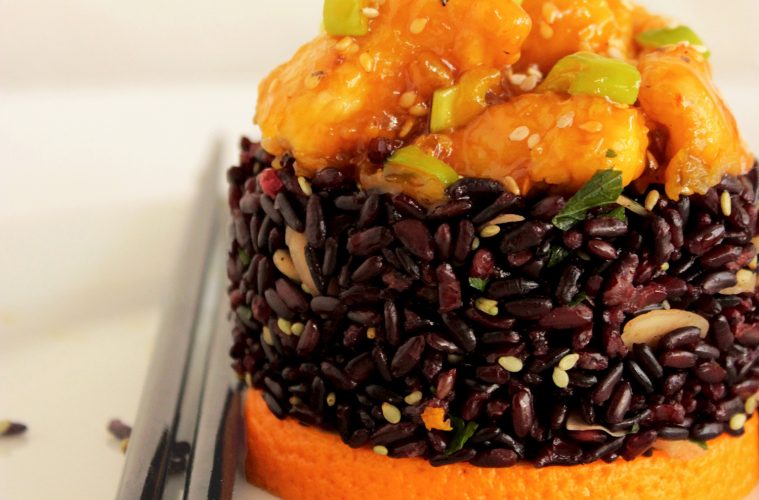 Orange Chicken with Forbidden rice - The Petite Cook