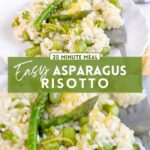 ASparagus risotto, image with text for Pinterest.