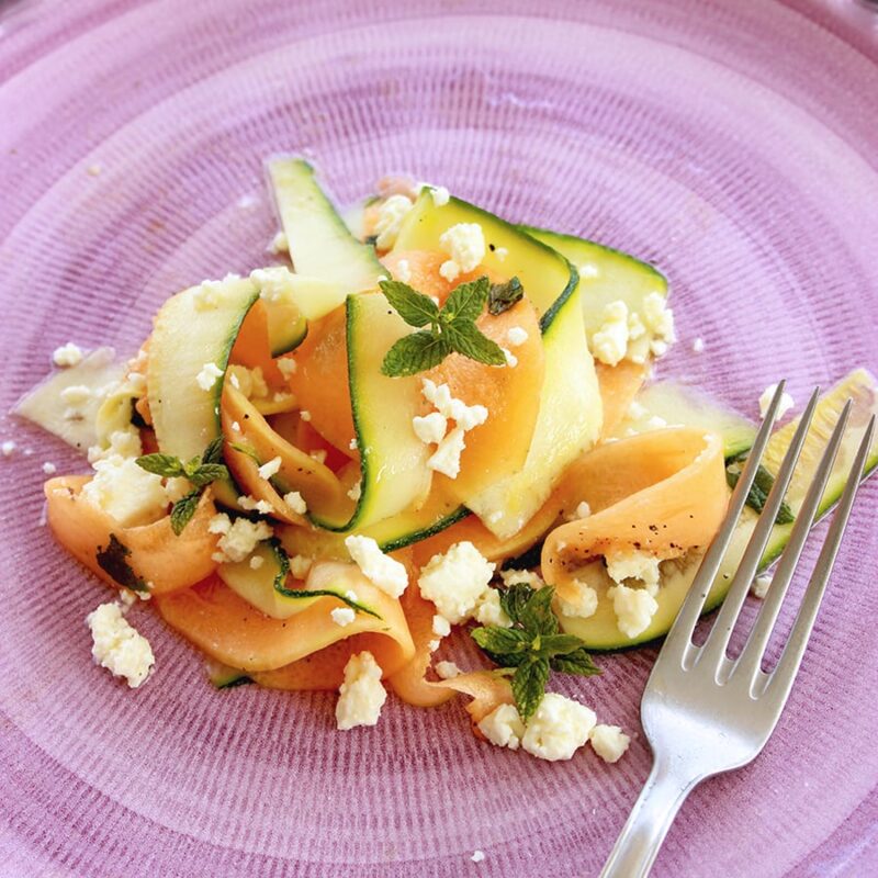 Melon and Zucchini Carpaccio Salad - The Petite Cook™