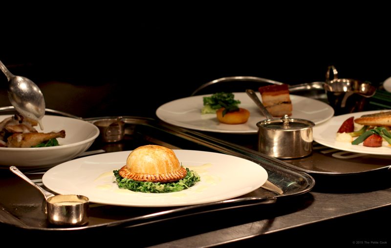 Straight from the pass: Butternut squash, caramelised onion and chestnut pie, buttered Savoy cabbage