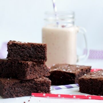 avocado brownies, milkshake in the background