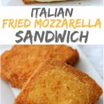 fried mozzarella sandwich on a plate, image specifically made for Pinterest