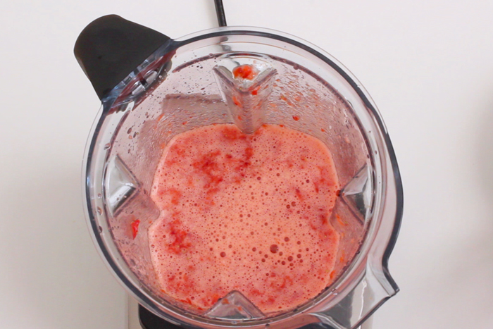 granita mixture in the jug of blender