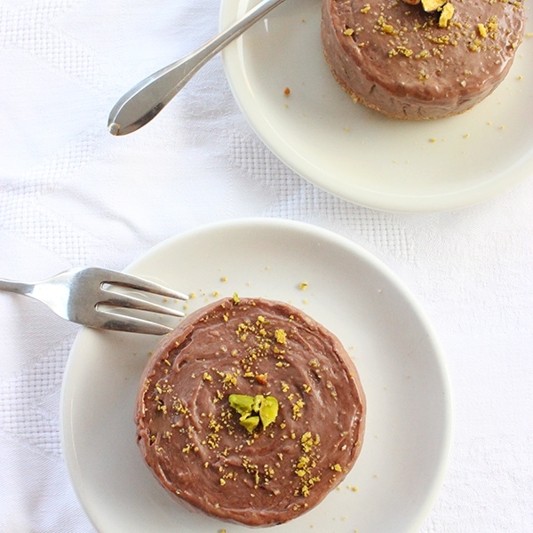 two individual Nutella cheesecakes.