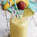 Dairy-free vegan pineapple summer smoothie - A healthy way to power yourself up at breakfast and throughout the day! Recipe by The Petite Cook