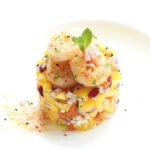 Sriracha Grilled King Prawns With Mango Salsa - Make this showtopper summer dish in less 10 mins! - Healthy, Light and Quick Recipes by The Petite Cook
