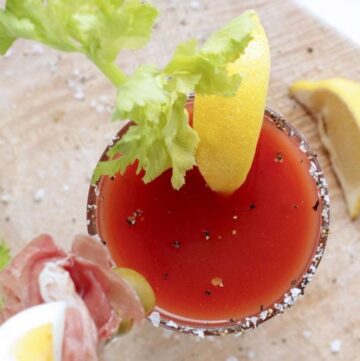 bloody mary in a glass.