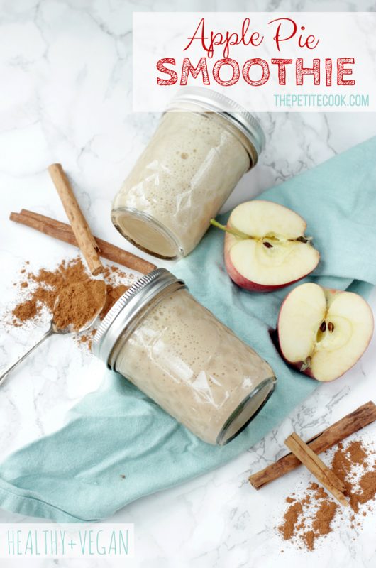 This Vegan Apple Pie Smoothie tastes just like apple pie, but it's made with healthy ingredients, it's naturally sweet and gluten-free! Recipe from www.thepetitecook.com