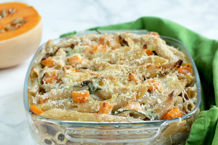 Creamy, delicious, full of flavor and incredibly easy to make. This Squash and Ricotta Pasta Bake is vegetarian comfort food at its best.