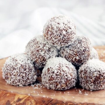 Swedish Chocolate Balls on wood board