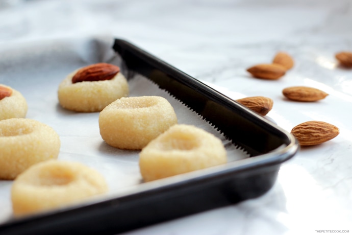 maltese almond cookies on a baking tray.