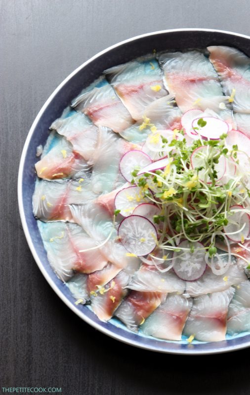This salt & vinegar mackerel carpaccio requires very little effort and delivers a fantastic starter for an elegant dinner. Perfect to celebrate St David's day and any other special occasion! recipe from www.thepetitecook.com