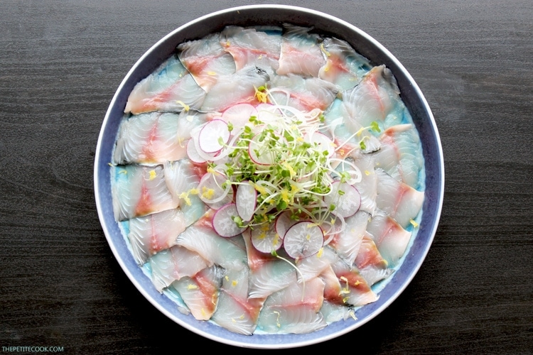 This salt & vinegar mackerel carpaccio requires very little effort and delivers a fantastic starter for an elegant dinner. Perfect to celebrate St David's day and any other special occasion! recipe from www.thepetitecook.com