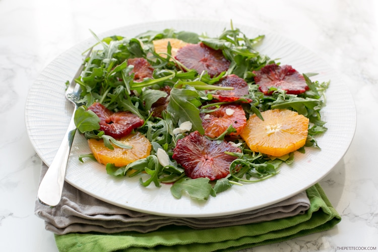 blood orange and rocket salad on a plate