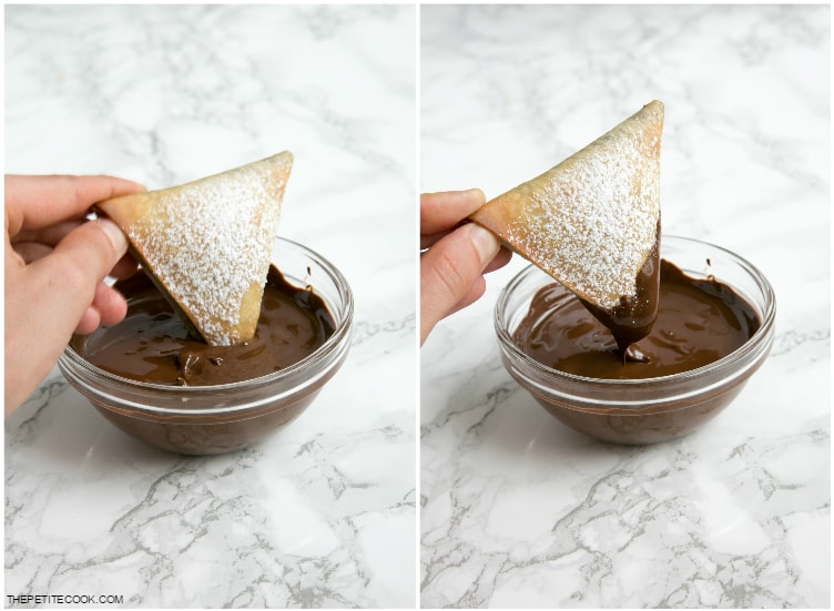 A exciting twist on the traditional Indian snack these Homemade Nutella and Coconut Samosas make an impressive but easy dessert to wow your guests! Recipe from www.thepetitecook.com