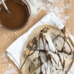 nutella and coconut samosas served with melted chocolate on the side