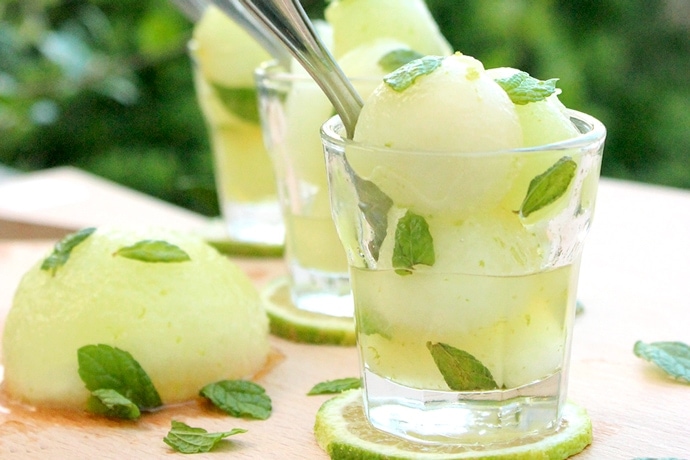 Boozy, fruity and refreshing, these Melon and Tequila Cups are dressed to impress! An unbelievable flavor combination served in pretty cups for the easiest ever summer dessert! Recipe from www.thepetitecook.com