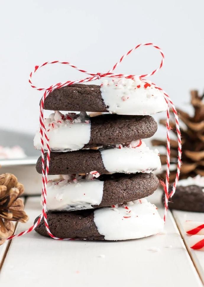 dark chocolate candy cane cookies.