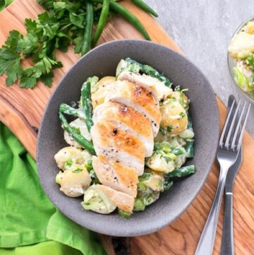 Grilled chicken green bean potato salad.