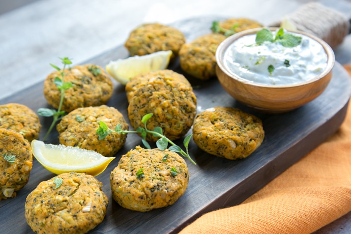  Veggie Sweet Potato Fritters on wood board