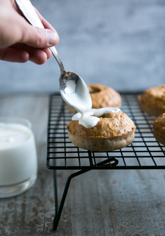 carrot cake baked donuts and ricotta glaze