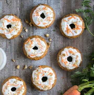 These Carrot Cake Baked Donuts are the perfect easy-to-make Easter treat that everyone will love - These veggie-packed donuts are totally guilt-free, naturally dairy-free and low fat! Recipe by The Petite Cook