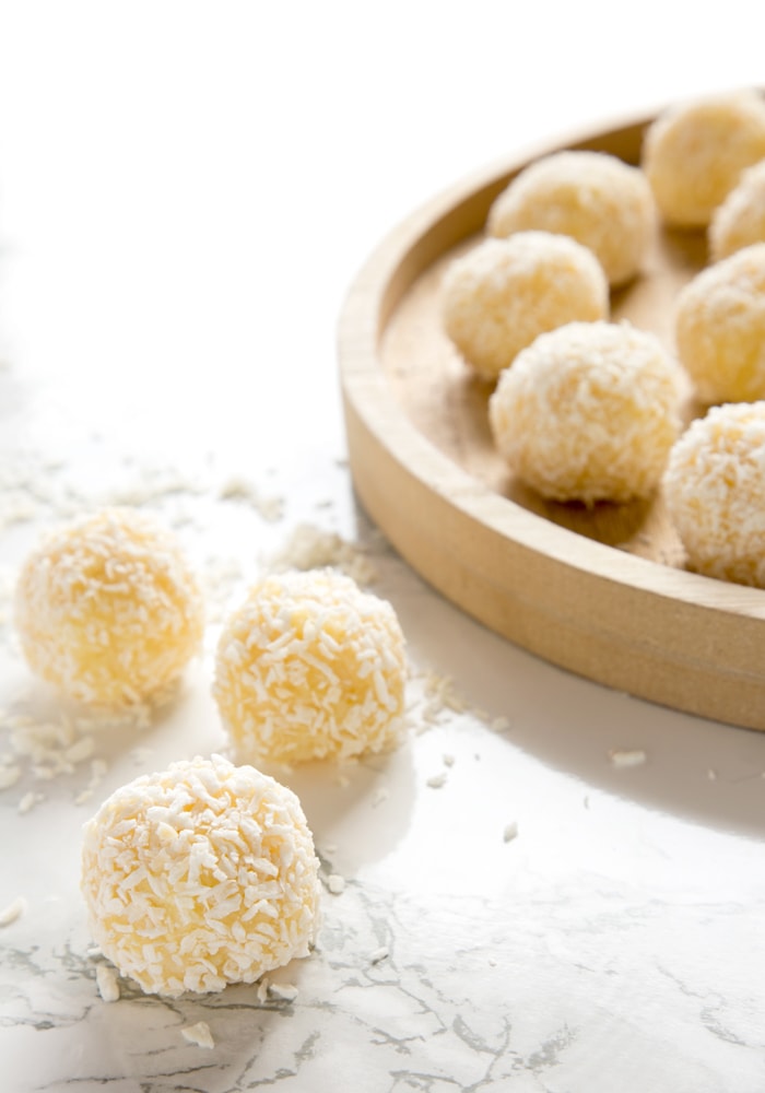 Indian Pineapple Ladoo on a white background