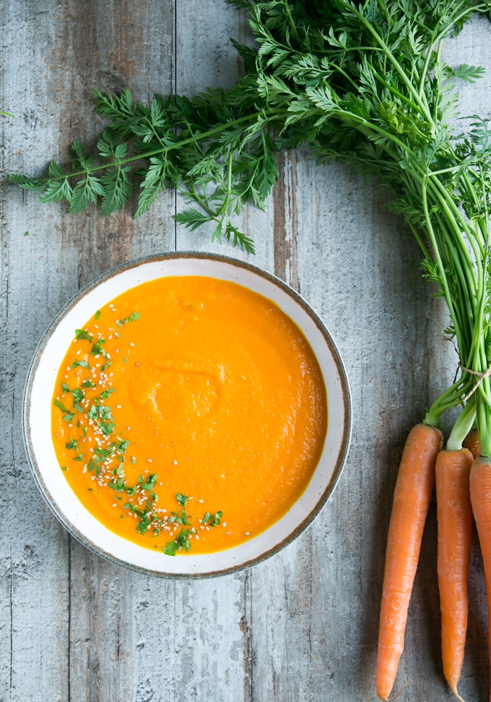 vegan carrot ginger soup.