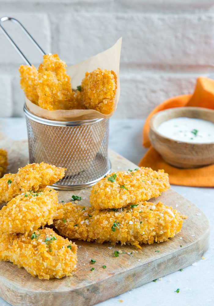 oven fried chicken tenders with yogurt dip