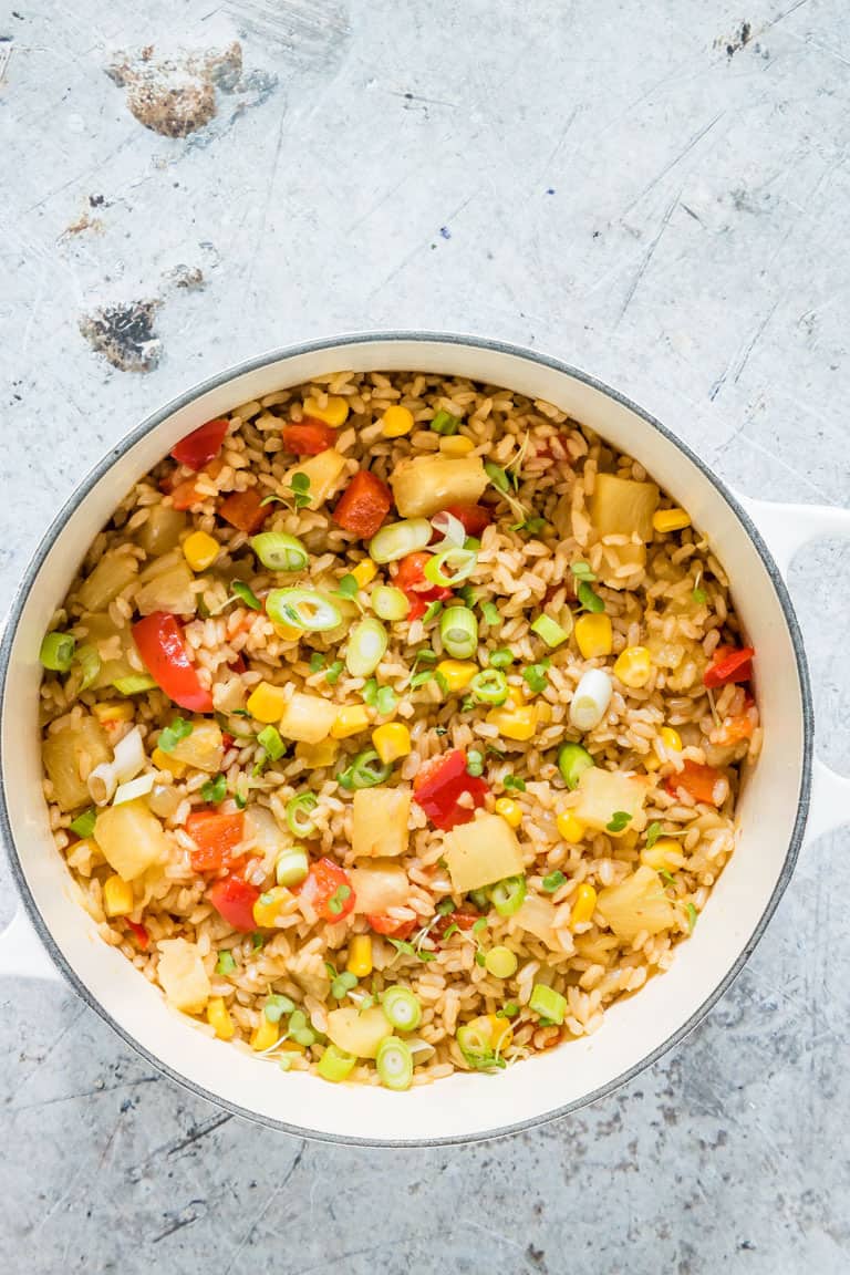 pineapple fried rice in a bowl