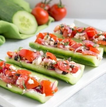 cucumber boats with greek salad filling