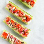 cucumber boats with greek salad filling