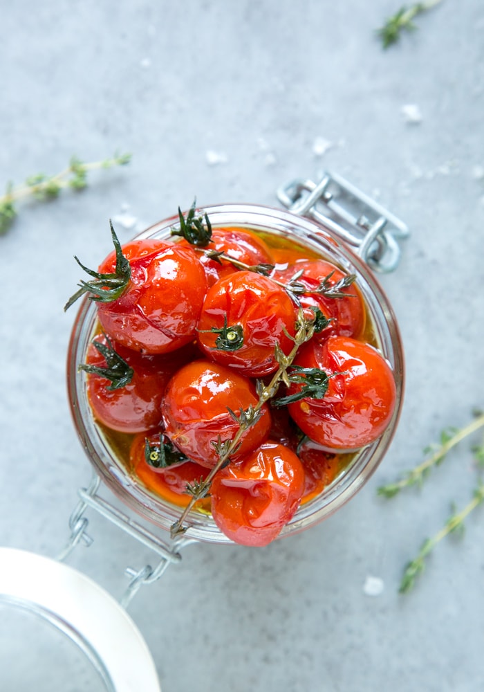 tomato confit in a small glass jar