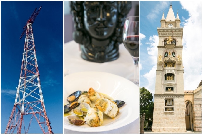 pilone of messina, sicilian dish involtini di spatola, and duomo of messina