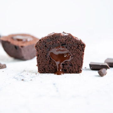 vegan chocolate muffin cut into half
