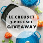 le creuset giveaway image for pinterest