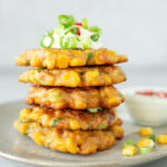 sweetcorn fritters served with yogurt dip
