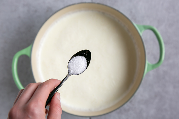  teaspoon of sea salt over a large pot filled with milk.