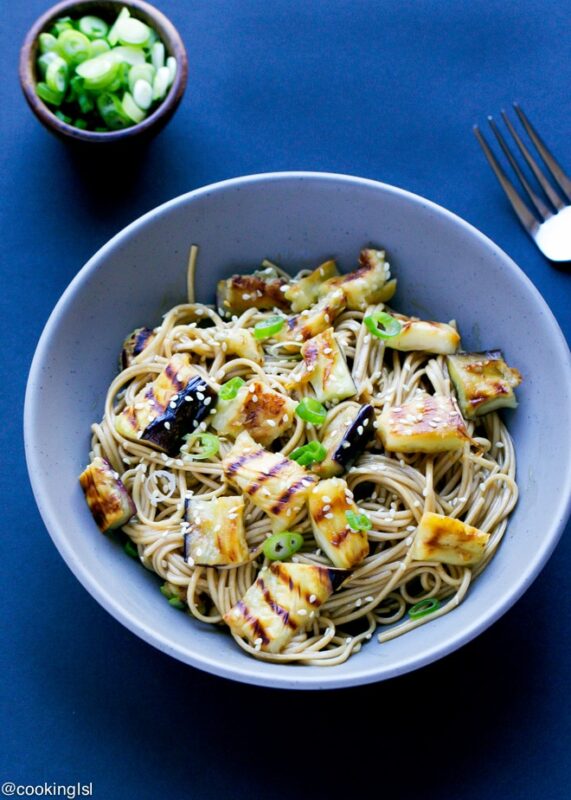 grilled eggplant soba noodles