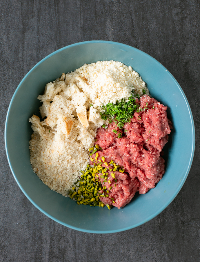 recipe step 1: place all the meatballs ingredients in a bowl.