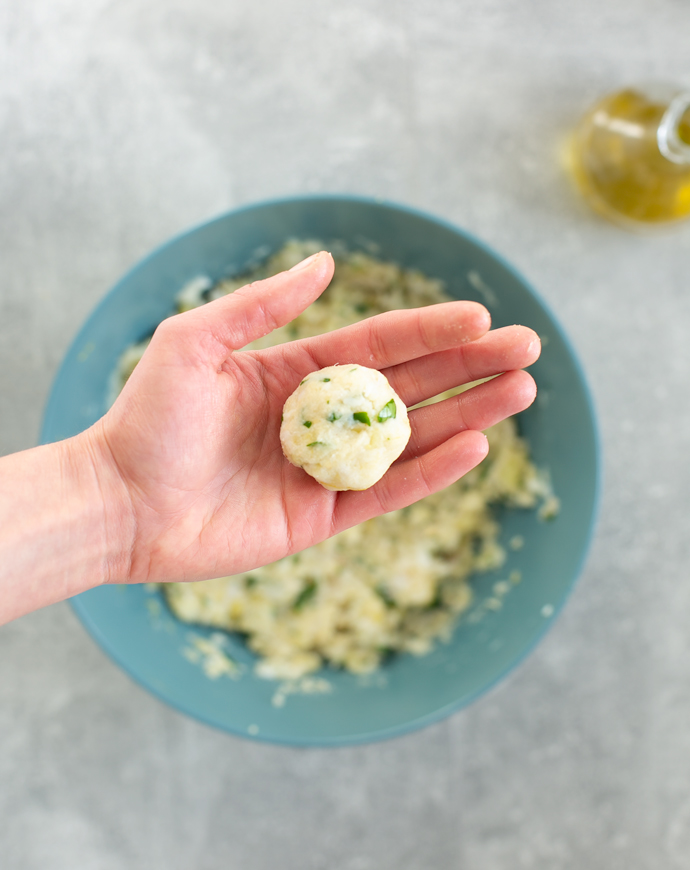 recipe step 1: mix all the ingredients and form small even-sized balls with your hands