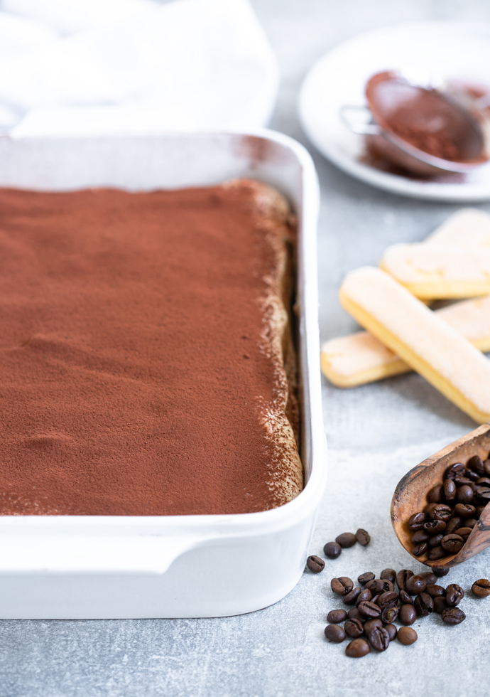 Classic Tiramisu in a baking dish