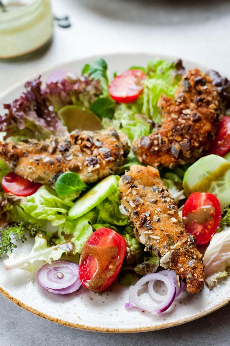 Pumpkin Seed Crusted Chicken Salad